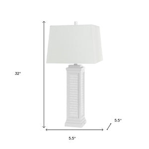 HomeRoots Set of Two 32" White Coastal Table Lamps with USB Port & Linen Shade for Stylish Home Lighting 488370
