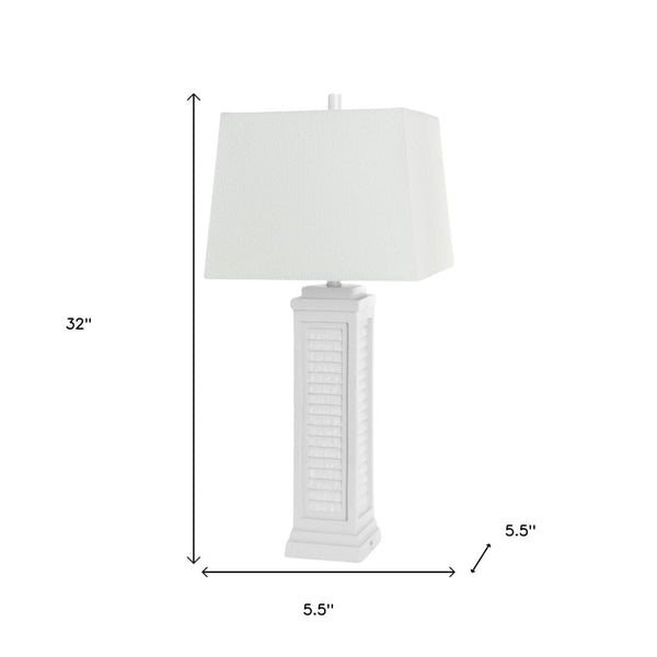 HomeRoots Set of Two 32" White Coastal Table Lamps with USB Port & Linen Shade for Stylish Home Lighting 488370