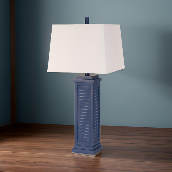 Homeroots Set Of Two 32" Blue Table Lamp With White Shade   488373