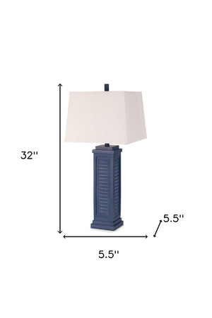 Homeroots Set Of Two 32" Blue Table Lamp With White Shade   488373