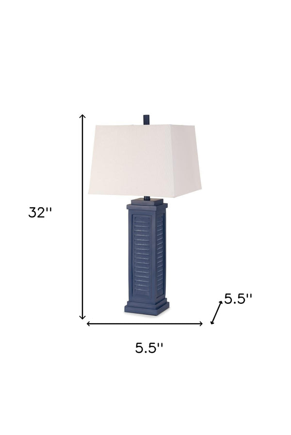 Homeroots Set Of Two 32" Blue Table Lamp With White Shade   488373