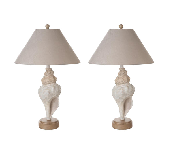 Homeroots Set Of Two 30" Beige And Brown Novelty Table Lamp Coastal With Tan Empire Shade   488375