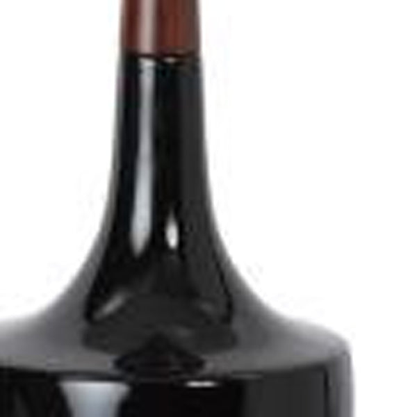 Homeroots 28" Black Ceramic Genie Table Lamp With White Shade   488376