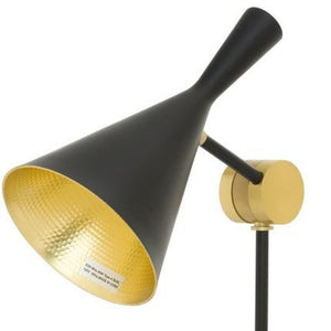 Homeroots Set Of Two 23" Black Metal Geometric Desk Table Lamps With Black And Gold Cone Shade   488377