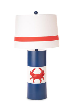 Homeroots Set Of Two 31" Red White And Blue Coastal Table Lamps With White Empire Shade   488384