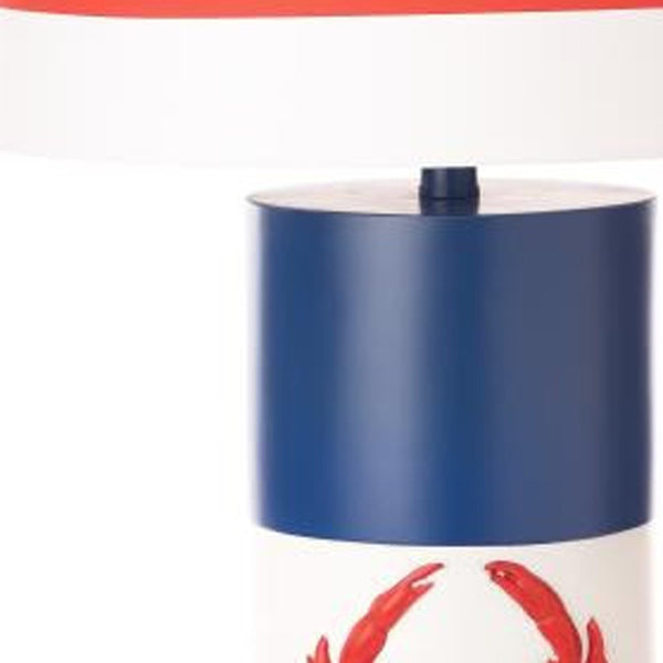 Homeroots Set Of Two 31" Red White And Blue Coastal Table Lamps With White Empire Shade   488384