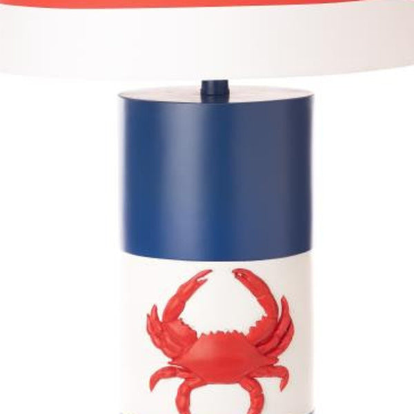Homeroots Set Of Two 31" Red White And Blue Coastal Table Lamps With White Empire Shade   488384