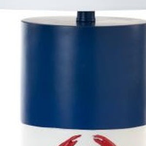 Homeroots Set Of Two 31" Red White And Blue Coastal Table Lamps With White Empire Shade   488385