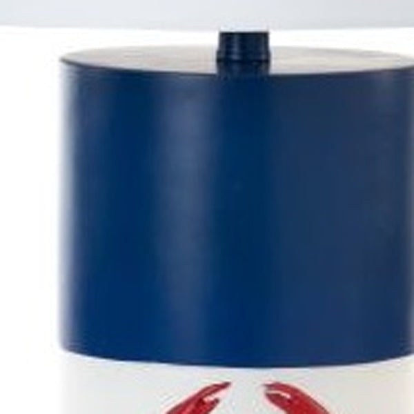 Homeroots Set Of Two 31" Red White And Blue Coastal Table Lamps With White Empire Shade   488385