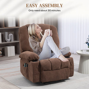 English Elm HOMCOM Power Lift Recliner Chair with Heat & 8-Mode Vibration Massage, Remote, Cup Holders Brown W2225P200399