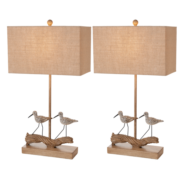 Homeroots Set Of Two 30" Brown Sand Piper Bird Table Lamps With Brown Shade   488404