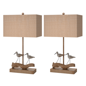 Homeroots Set Of Two 30" Brown Sand Piper Bird Table Lamps With Brown Shade   488404