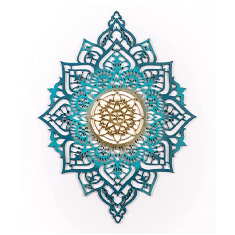 Homeroots Turquoise And Gold Solid Wood Geometric Shapes Wall Decor  Solid Wood 488407