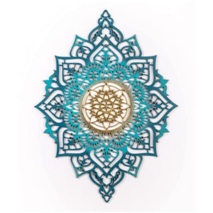 Homeroots Turquoise And Gold Solid Wood Geometric Shapes Wall Decor  Solid Wood 488407