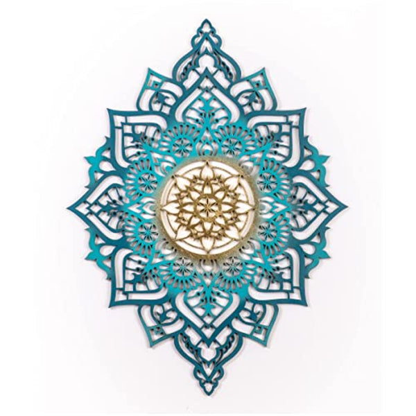 Homeroots Turquoise And Gold Solid Wood Geometric Shapes Wall Decor  Solid Wood 488407