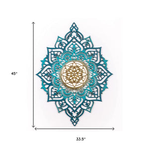 Homeroots Turquoise And Gold Solid Wood Geometric Shapes Wall Decor  Solid Wood 488407