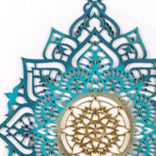 Homeroots Turquoise And Gold Solid Wood Geometric Shapes Wall Decor  Solid Wood 488407