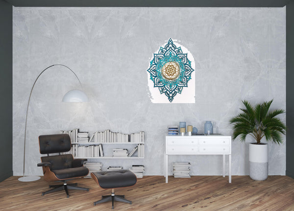 Homeroots Turquoise And Gold Solid Wood Geometric Shapes Wall Decor  Solid Wood 488407