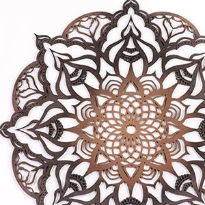 HomeRoots Black Solid Wood Geometric Mandala Wall Decor - Hand-Painted Bohemian Art for Modern Spaces 488408