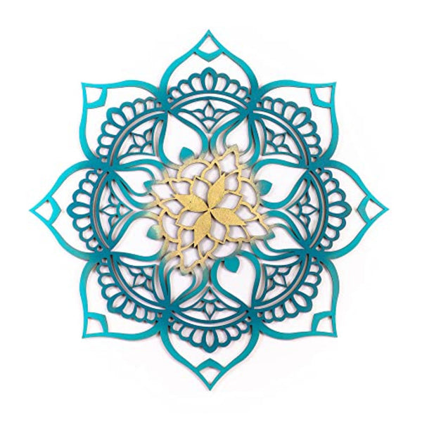 Homeroots Teal Solid Wood Geometric Shapes Wall Decor  Solid Wood 488412