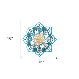 Homeroots Teal Solid Wood Geometric Shapes Wall Decor  Solid Wood 488412