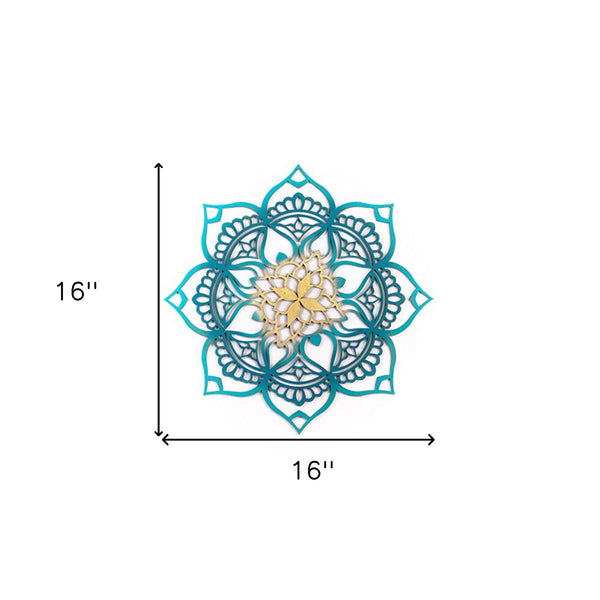 Homeroots Teal Solid Wood Geometric Shapes Wall Decor  Solid Wood 488412