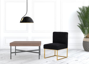 Homeroots Set Of Two 23" Black And Gold Solid Color Parsons Chair   488418