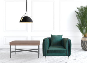 Homeroots 32" Green Velvet And Black Solid Color Arm Chair   488420