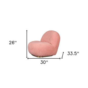 Homeroots 30" Pink Sherpa And Gold Swivel Lounge Chair   488421