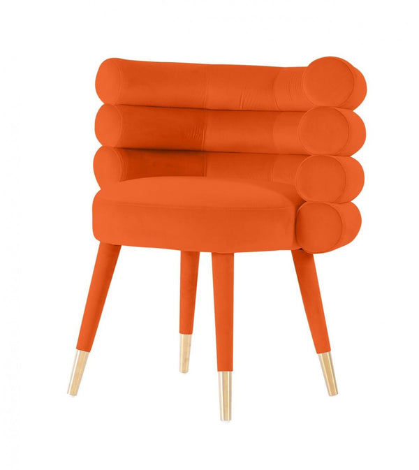 Homeroots 28" Orange Velvet Barrel Chair   488422