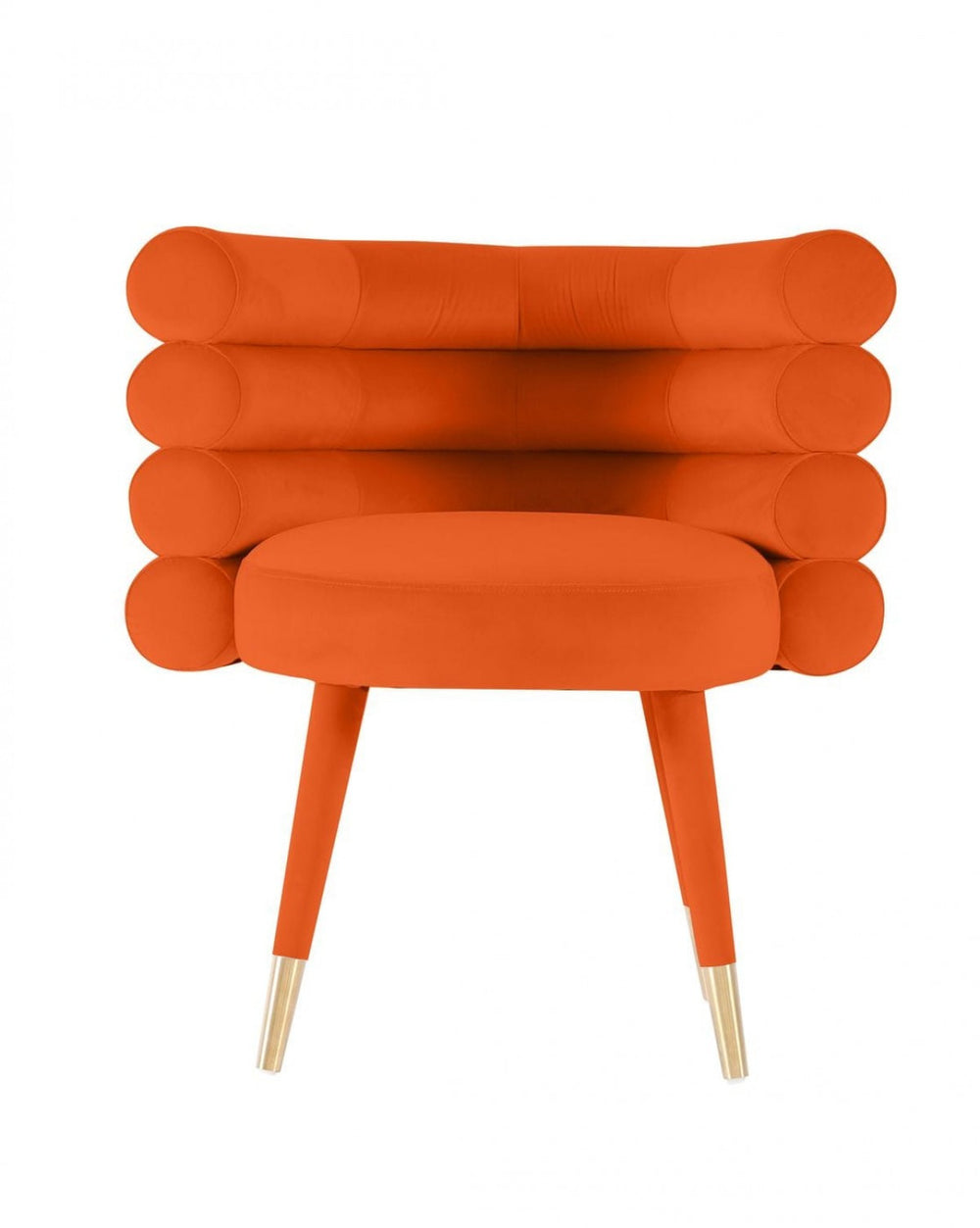 Homeroots 28" Orange Velvet Barrel Chair   488422