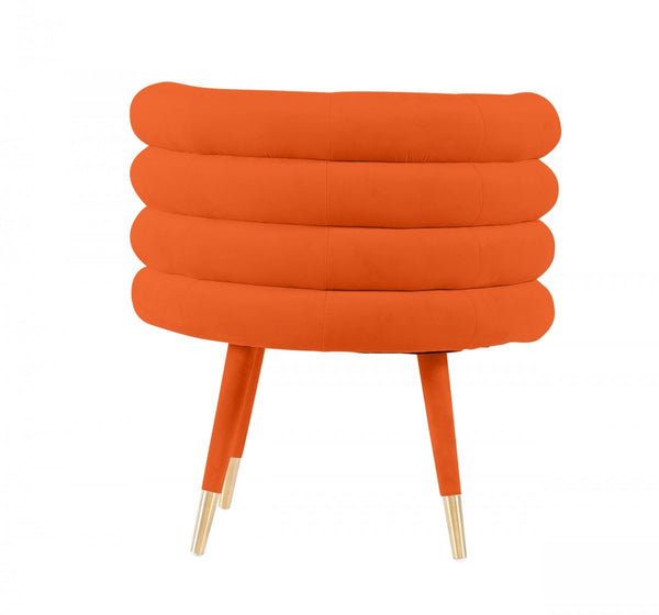 Homeroots 28" Orange Velvet Barrel Chair   488422