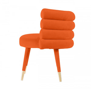 Homeroots 28" Orange Velvet Barrel Chair   488422