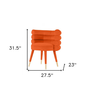 Homeroots 28" Orange Velvet Barrel Chair   488422