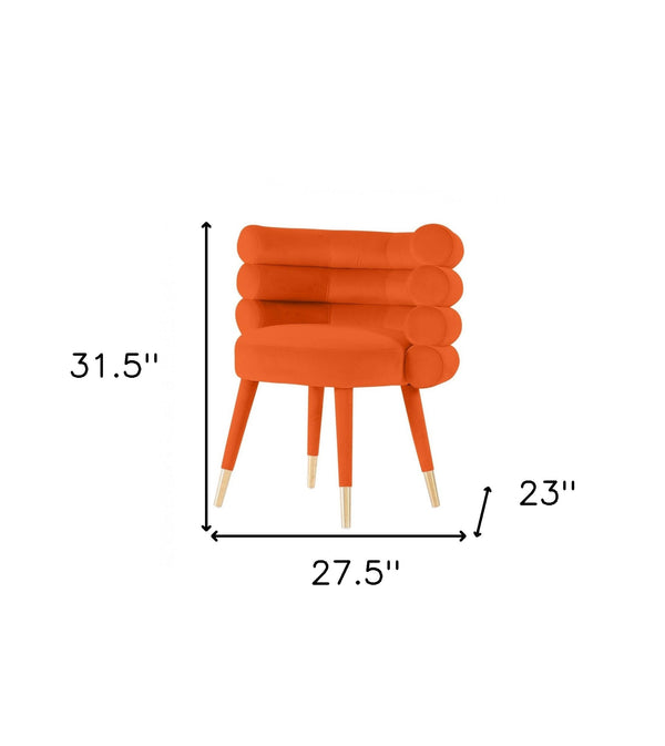 Homeroots 28" Orange Velvet Barrel Chair   488422