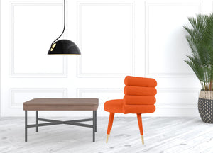 Homeroots 28" Orange Velvet Barrel Chair   488422