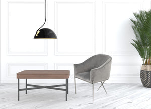 Homeroots 25" Grey Velvet And Silver Solid Color Arm Chair   488424