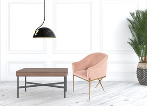 Homeroots 25" Pink Velvet And Gold Solid Color Arm Chair   488428