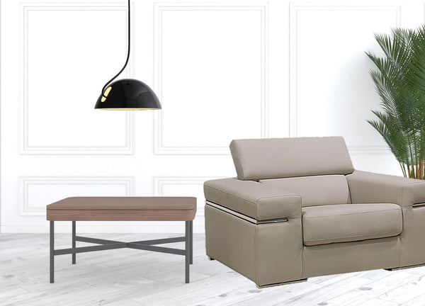 Homeroots 50" Light Grey Faux Leather And Brass Solid Color Arm Chair   488430