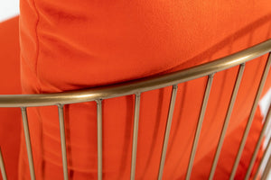 Homeroots 27" Orange Velvet And Gold Solid Color Arm Chair   488432