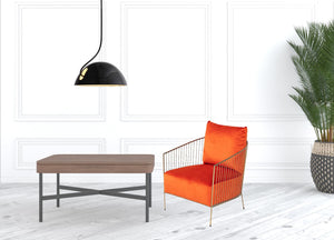 Homeroots 27" Orange Velvet And Gold Solid Color Arm Chair   488432