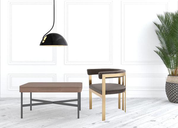 Homeroots 24" Grey Velvet And Gold Arm Chair   488436