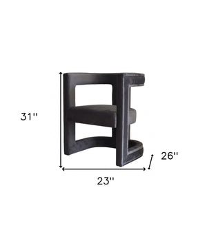 Homeroots 23" Dark Gray Velvet Contemporary Pierced Back Arm Chair   488437