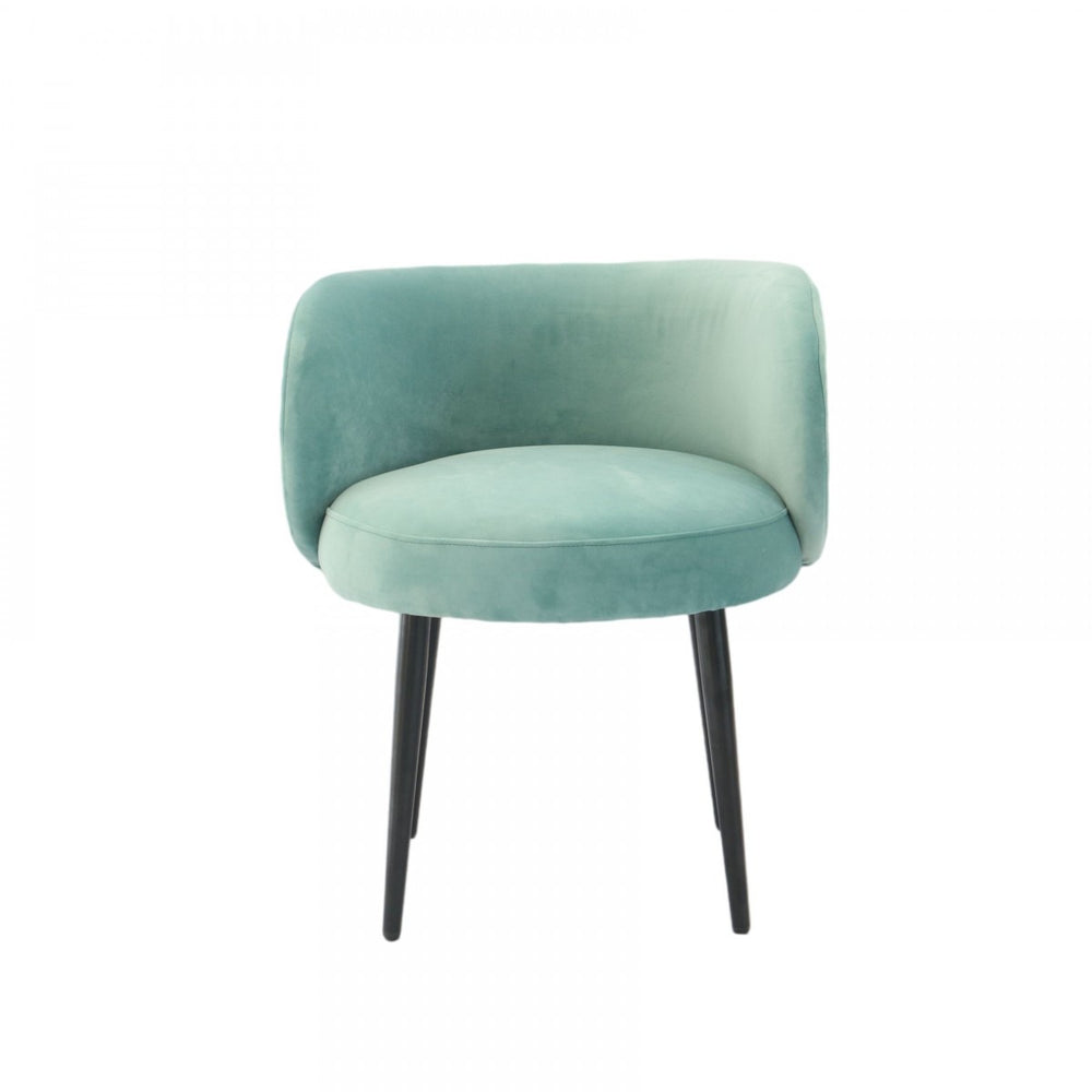 Homeroots 24" Teal Velvet And Black Solid Color Arm Chair   488442