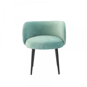 Homeroots 24" Teal Velvet And Black Solid Color Arm Chair   488442