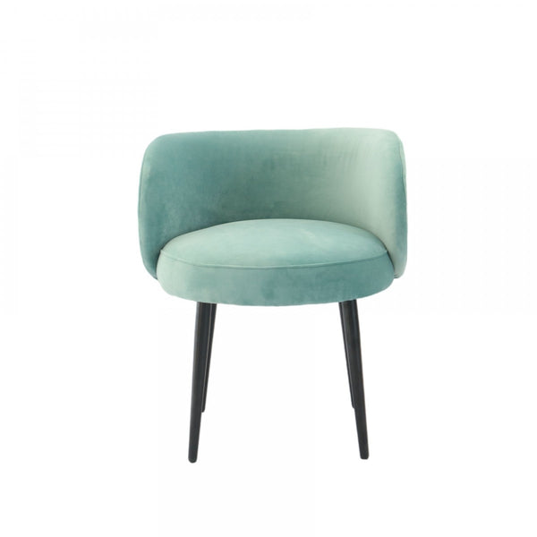 Homeroots 24" Teal Velvet And Black Solid Color Arm Chair   488442