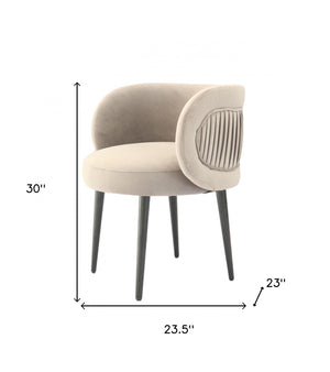 Homeroots 24" Grey Velvet And Black Solid Color Arm Chair   488443