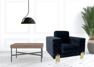 Homeroots 45" Black Velvet And Gold Solid Color Arm Chair   488446