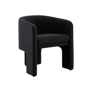 Homeroots 24" Black Velvet Barrel Chair   488448