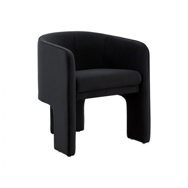 Homeroots 24" Black Velvet Barrel Chair   488448